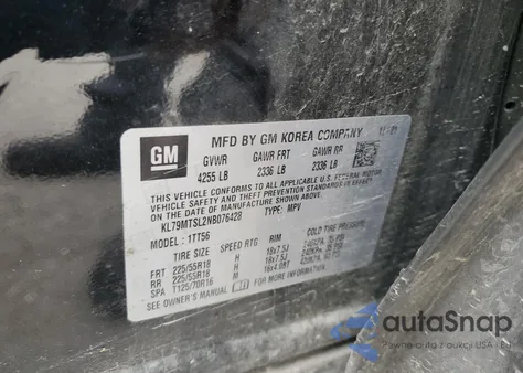 2022 Chevrolet Trailblazer Rs из США, поврежденный, VIN KL79MTSL2NB076428